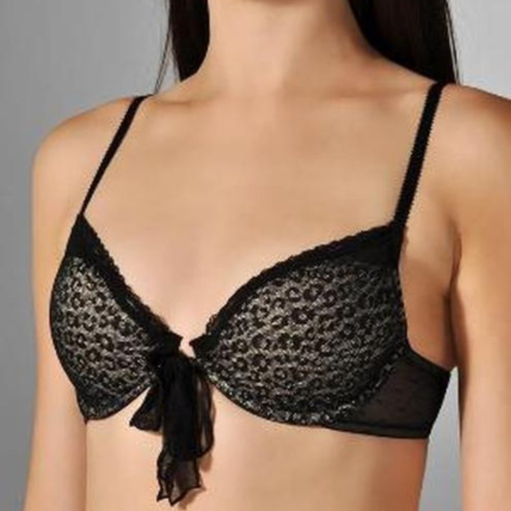 NWOT Black Leopard Animal Print Lace Bra